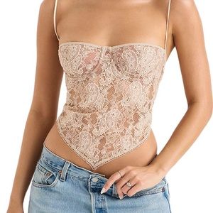 House of CB Lace Bustier Top in Beige
